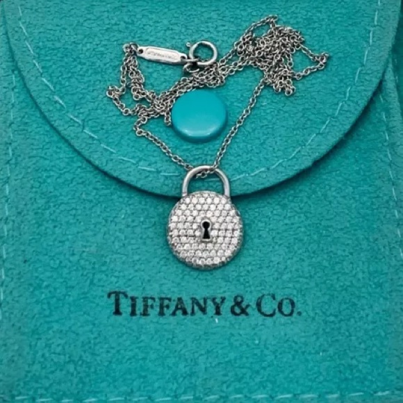 TIFFANY & CO ROUND PAVE DIAMOND LOCK NECKLACE - Picture 7 of 16
